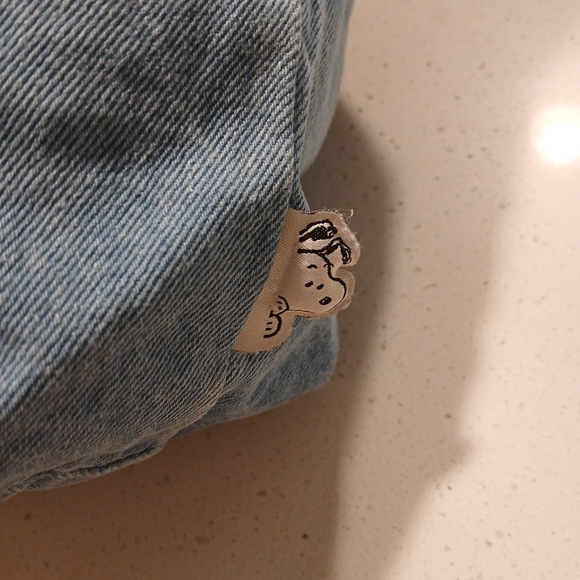 Peanuts Denim Tote Bag with Embroidered Characters - Light Blue - Picture 5 of 13